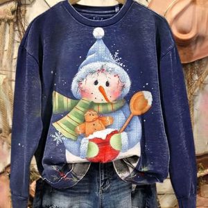 Womens Christmas Print Neck Sweatshirt