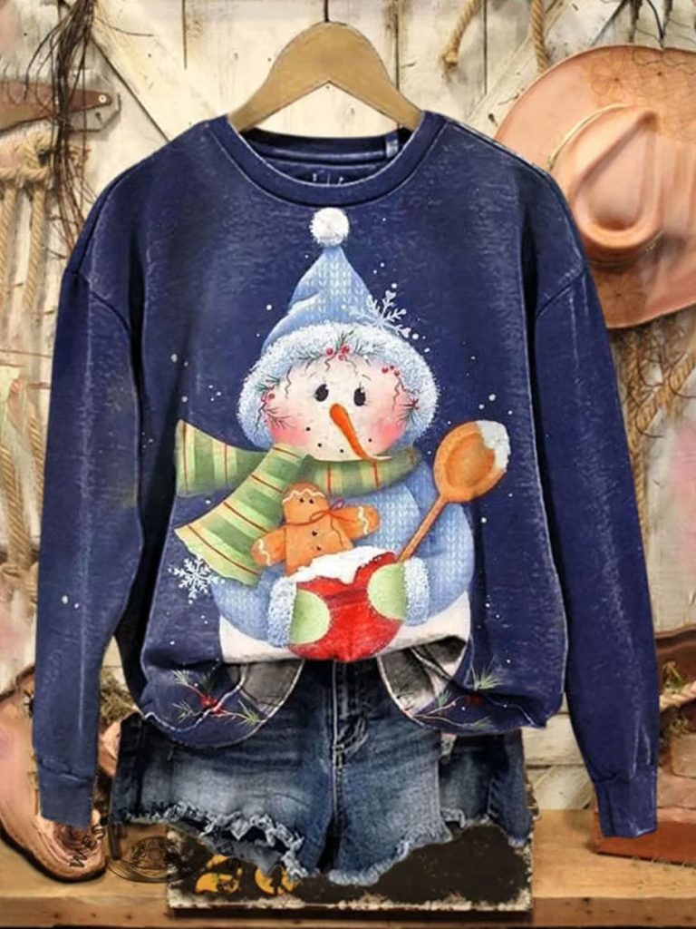 Womens Christmas Print Neck Sweatshirt Womens Christmas Print Neck Sweatshirt