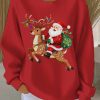 Womens Christmas Print Santa Claus Sweatshirt