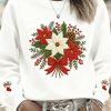 Womens Christmas Printed Casual Crew Neck Sweatshirt