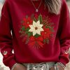 Womens Christmas Printed Casual Crew Neck Sweatshirt 2