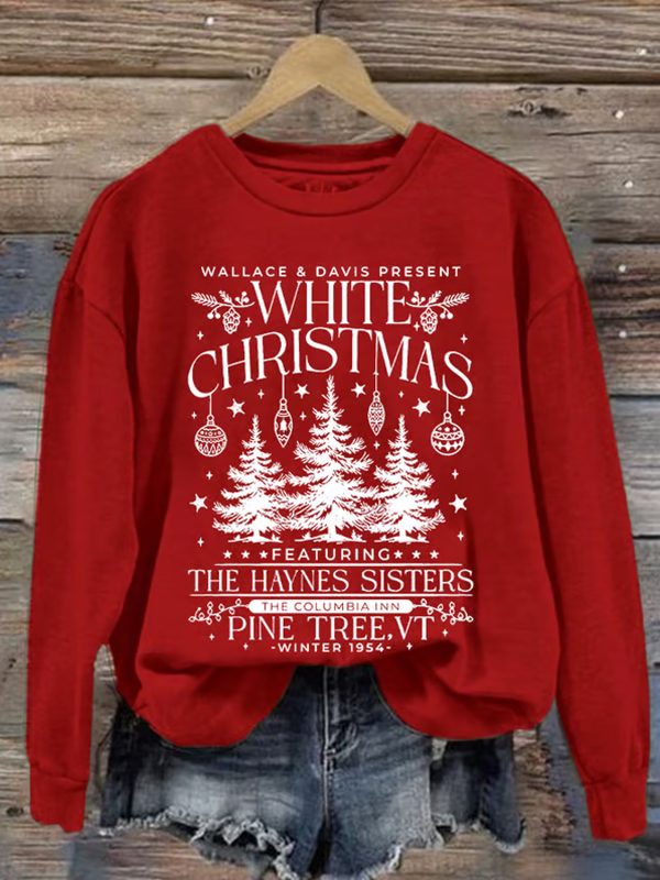 Womens Christmas Printed Round Neck Sweatshirt 2