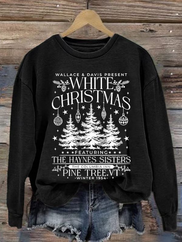 Womens Christmas Printed Round Neck Sweatshirt