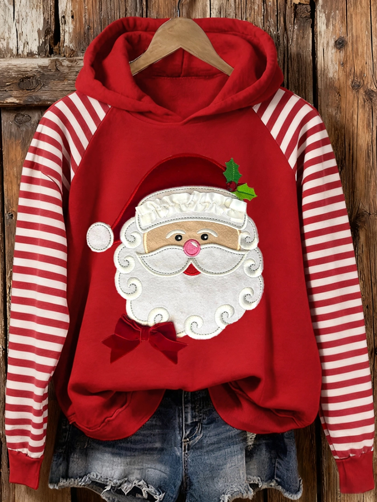 Women's Christmas Santa Embroidered Hoodie