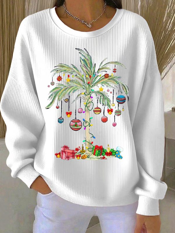 Womens Christmas Tree Art Design Casual Sweatshirt 1