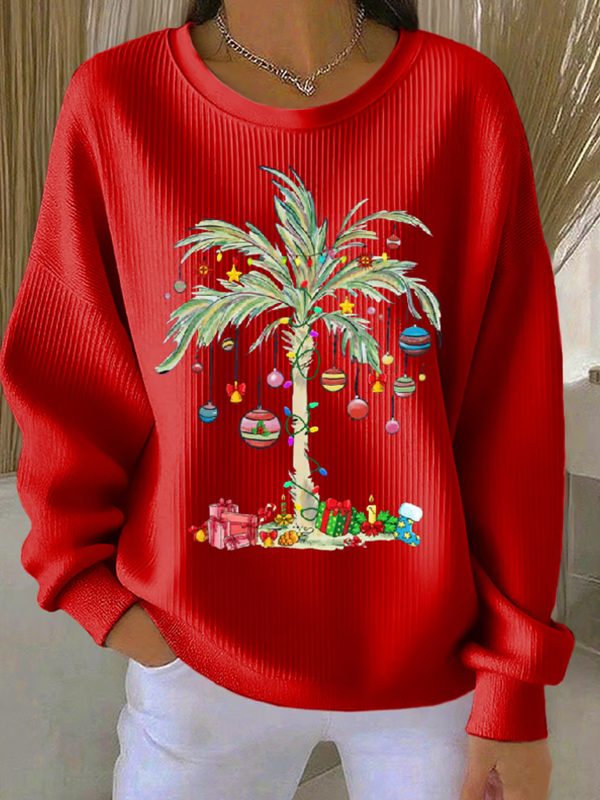 Womens Christmas Tree Art Design Casual Sweatshirt 2