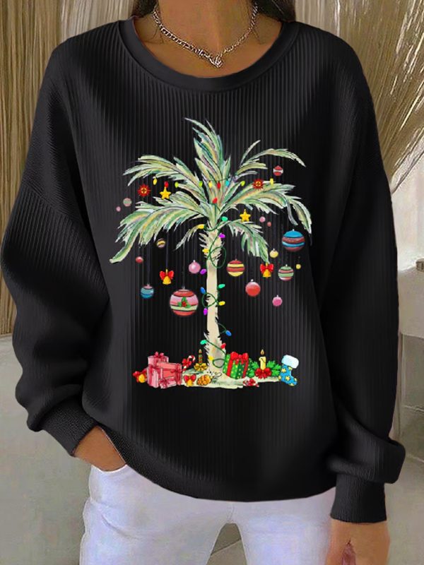 Womens Christmas Tree Art Design Casual Sweatshirt
