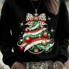 Womens Christmas Vintage Animal Floral Art Casual Sweatshirt