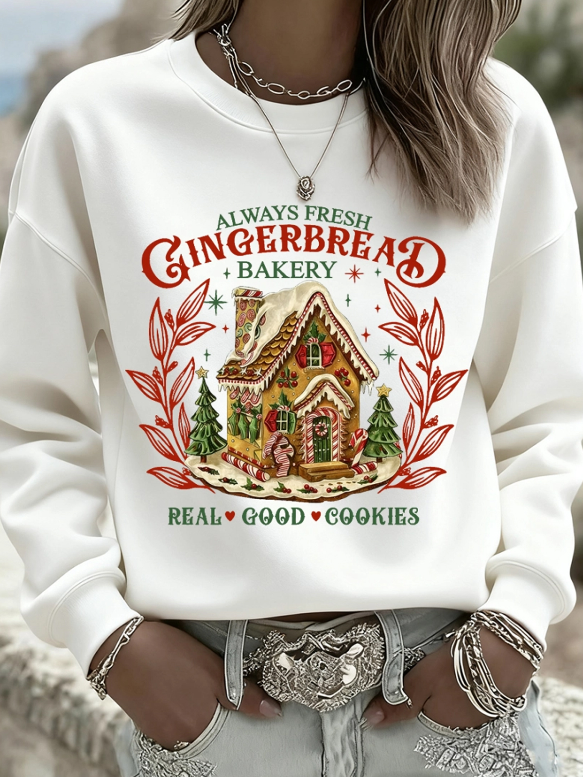 Women's Christmas Vintage Animal Floral Art Hoodie Casual Sweatshirt