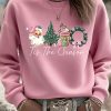 Womens Christmas Vintage Animal Floral Art Sweatshirt
