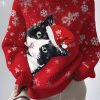 Womens Christmas cat Printed imitation sweater