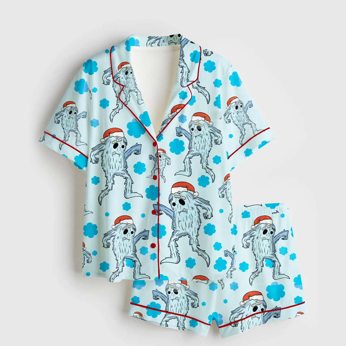 Women's Clumsy Yeti Christmas Short Sleeve Satin Pajama Set