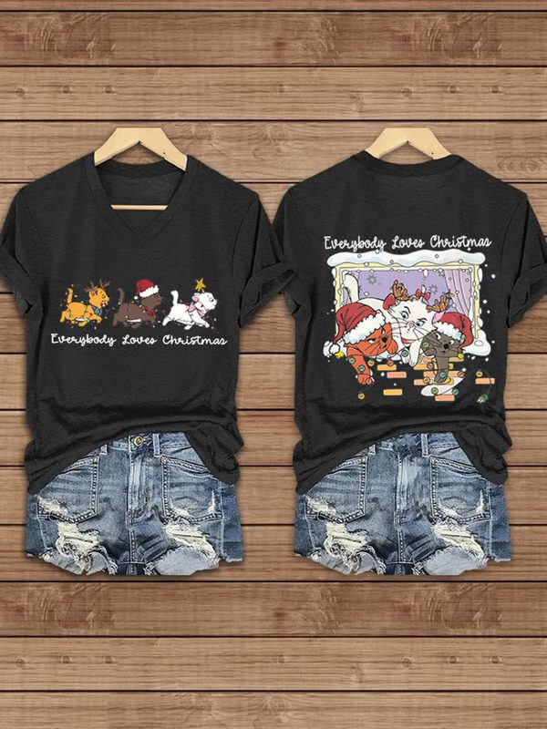 Womens Everybody Loves Christmas Print T Shirt 1