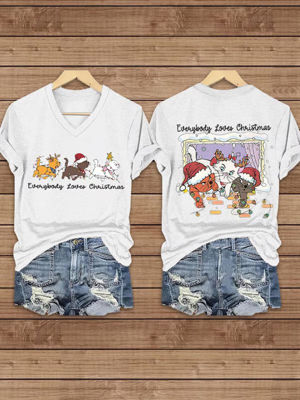 Womens Everybody Loves Christmas Print T Shirt 2