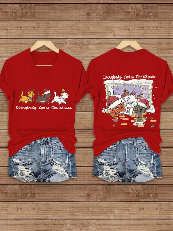 Womens Everybody Loves Christmas Print T Shirt