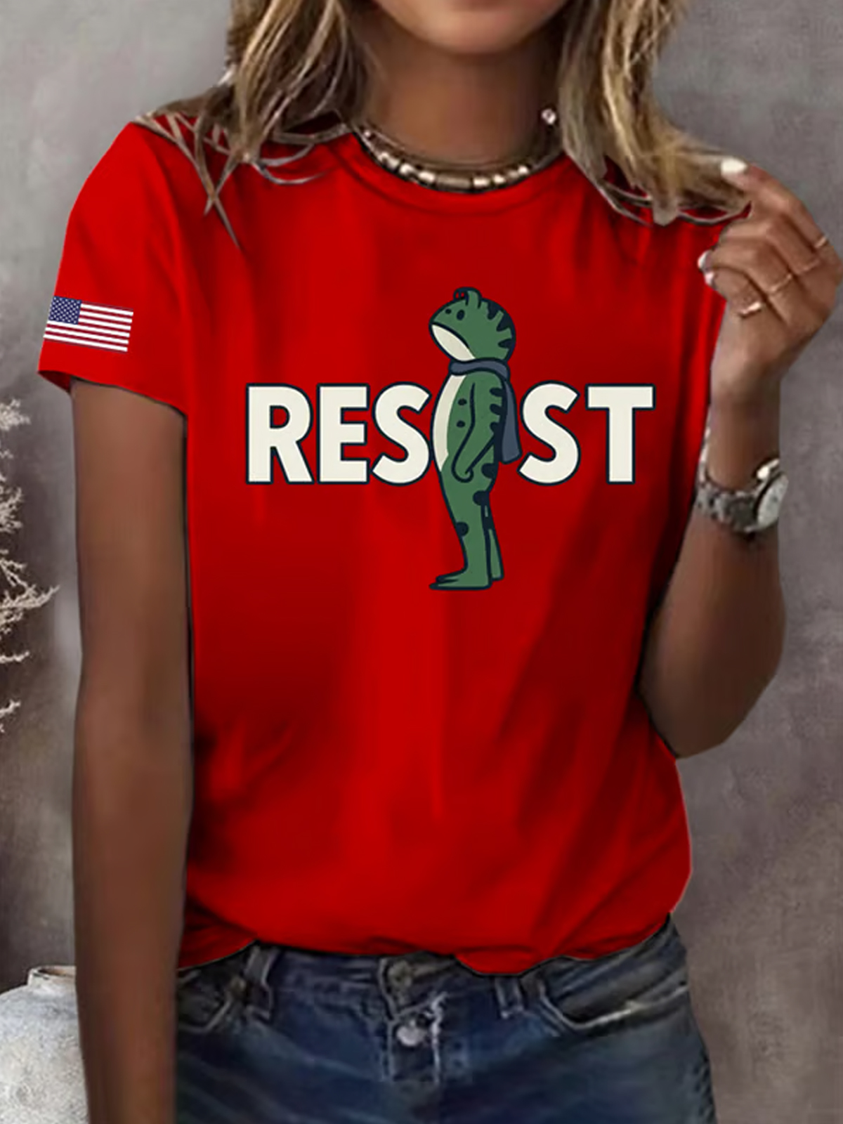 Women's FDT Portland Frog Print Crew Neck T Shirt