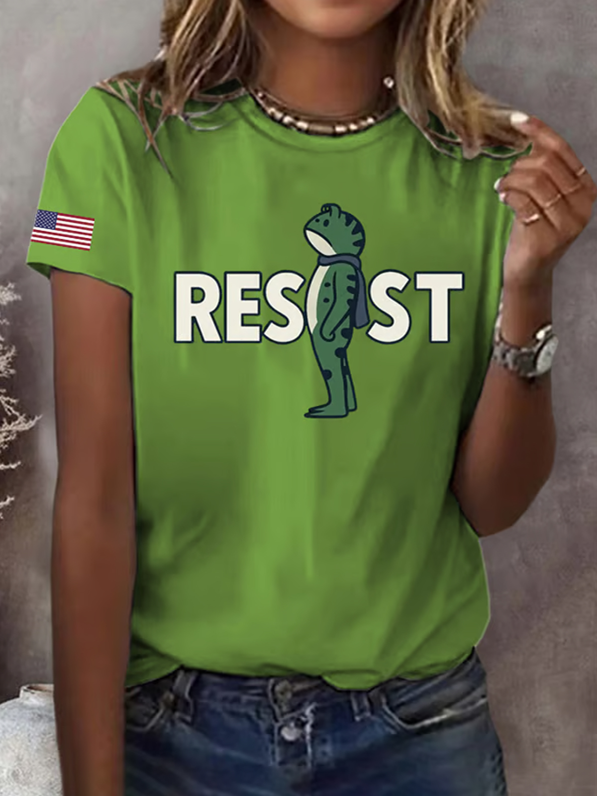 Women's FDT Portland Frog Print Crew Neck T Shirt