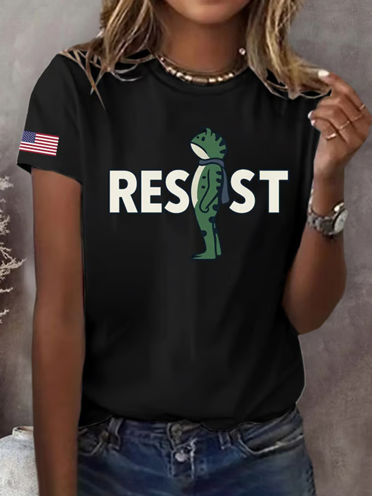 Women's FDT Portland Frog Print Crew Neck T Shirt