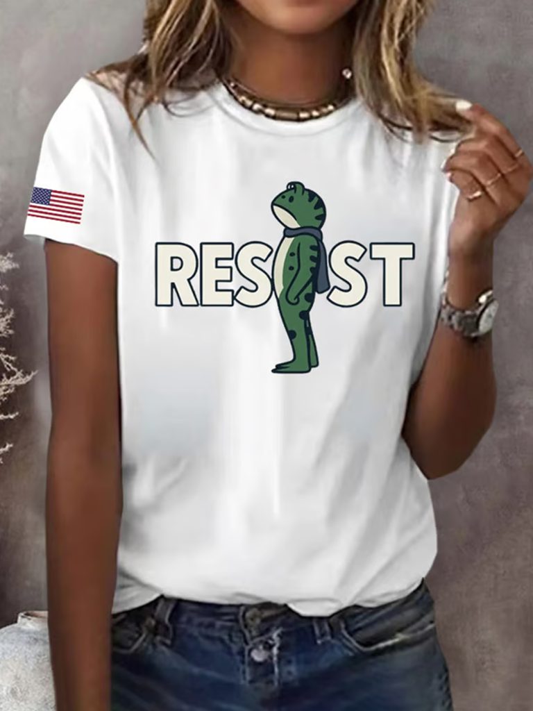 Women's FDT Portland Frog Print Crew Neck T Shirt Women's FDT Portland Frog Print Crew Neck T Shirt