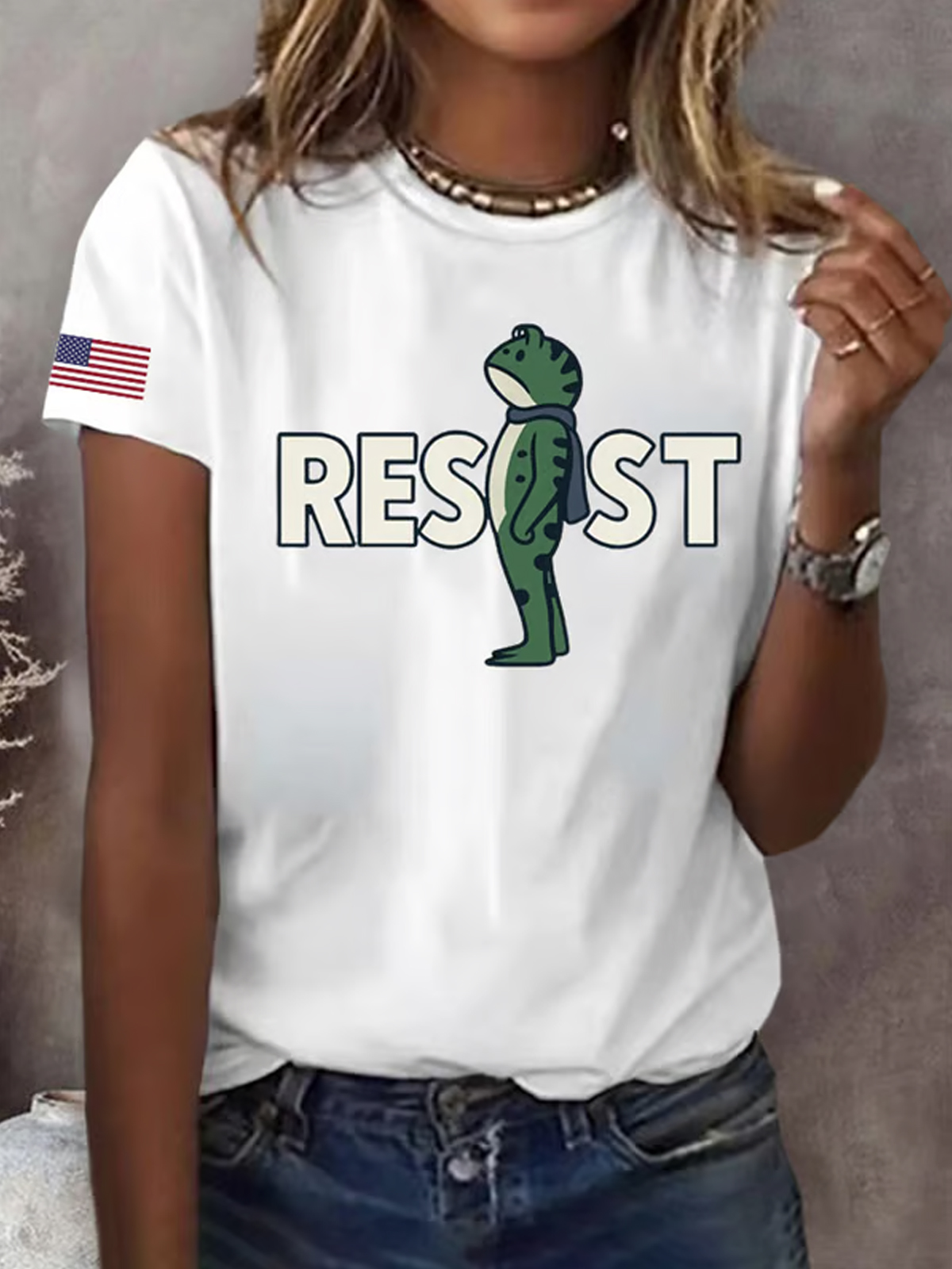Women's FDT Portland Frog Print Crew Neck T Shirt