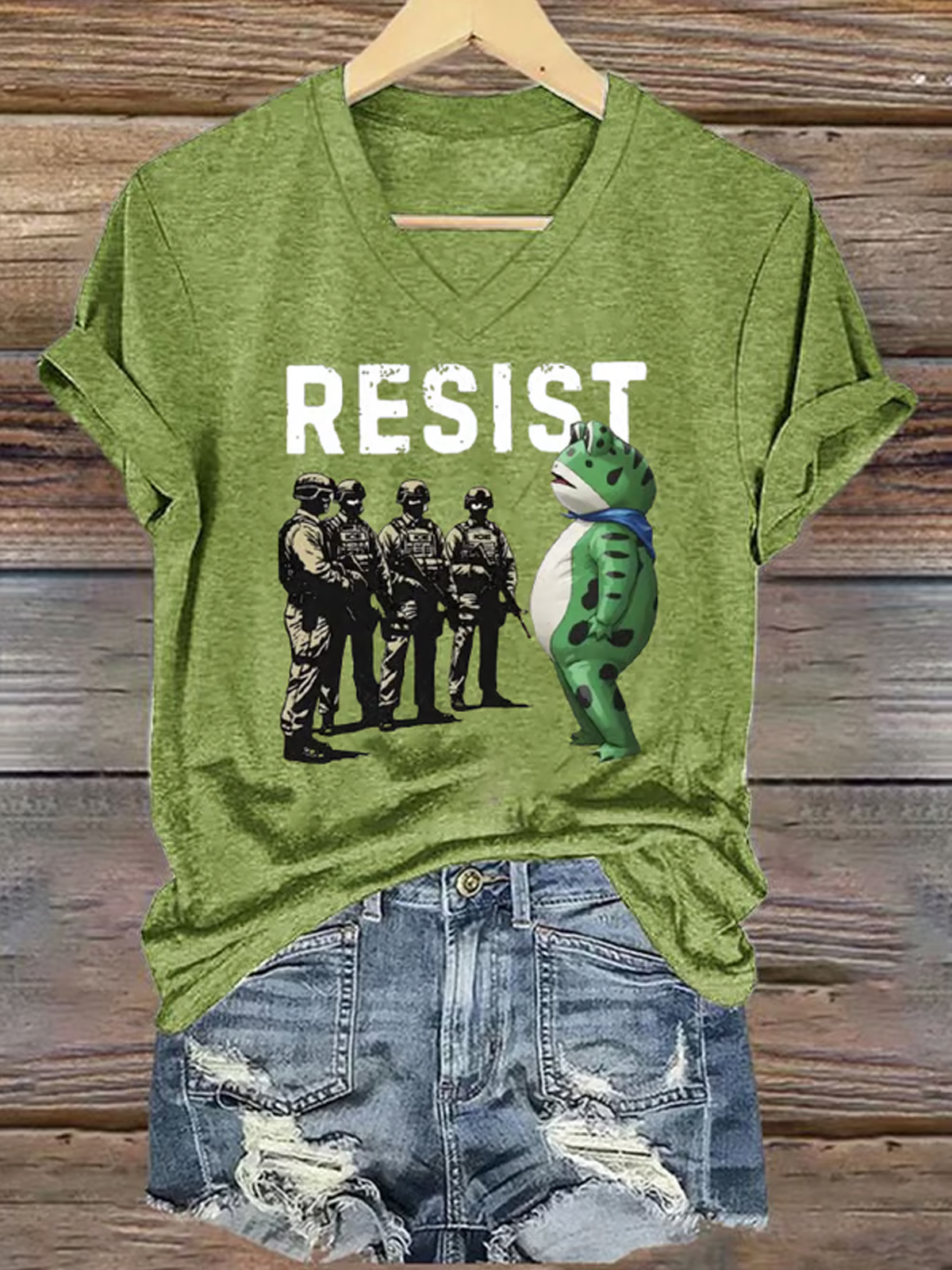 Women's FDT Portland Frog Protest Revolt Machine Print Shirt