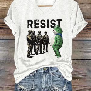 Women's FDT Portland Frog Protest Revolt Machine Print Shirt