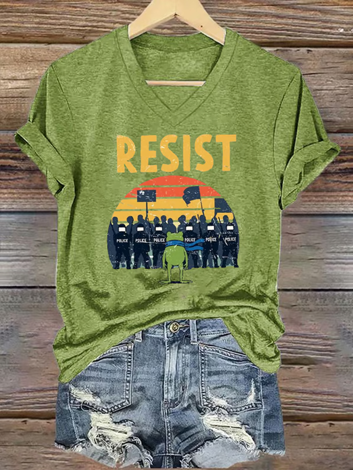 Women's FDT Portland Frog Protest Revolt Machine Print T Shirt