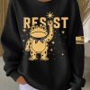 Women's FDT Print Knit Crew Neck Long Sleeve Sweatshirt 2