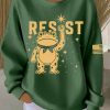 Women's FDT Print Knit Crew Neck Long Sleeve Sweatshirt 3