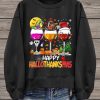 Womens Happy Hallothanksmas Red Wine Glass Sweatshirt