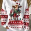Womens Highland Cow Christmas Print Casual Hoodie