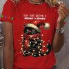 Womens Hope Your Christmas Is Meowy And Bright Casual Tee 2