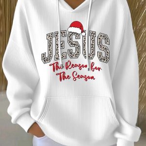 Womens Jesus The Reason For The Season Faith Printed Hoodie