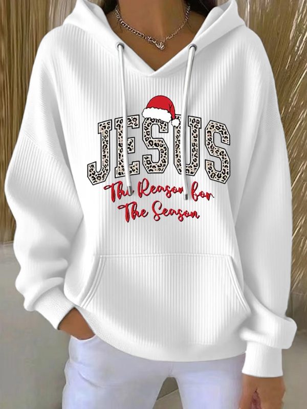 Womens Jesus The Reason For The Season Faith Printed Hoodie