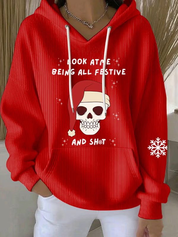 Womens Look At Me Being All Festive Print Casual Hoodie 3