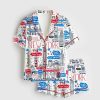 Womens New York Travel Short Sleeve Satin Pajama Set 1