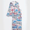 Womens New York Travel Short Sleeve Satin Pajama Set