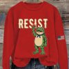 Women's Portland Frog Print Casual Sweatshirt