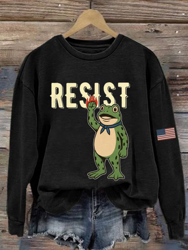 Women's Portland Frog Print Casual Sweatshirt