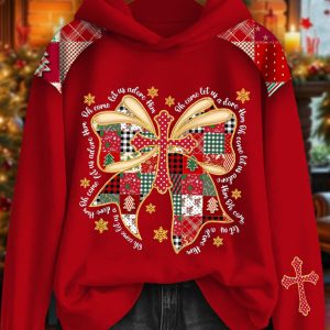 Womens Retro Christian Christmas Print Hoodie