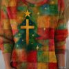 Womens Retro Christmas Faith Print Sweater