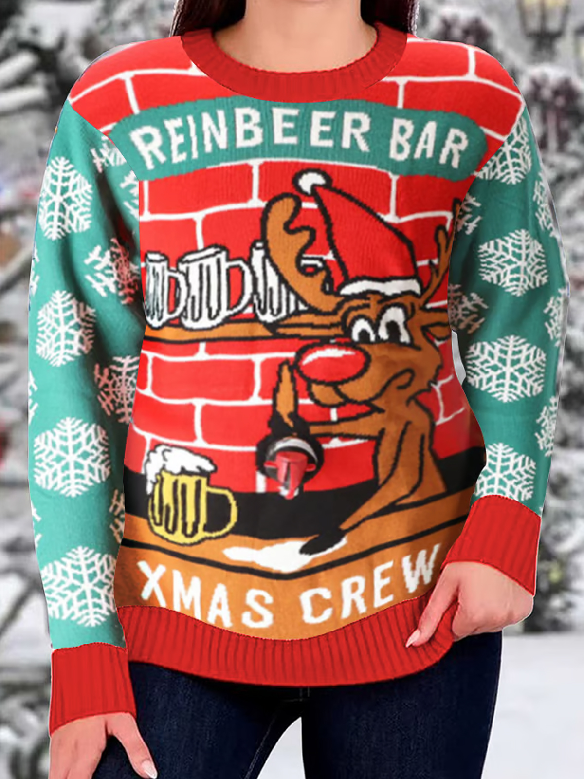 Women's Retro Juice Beverage Dispenser Ugly Christmas Sweater