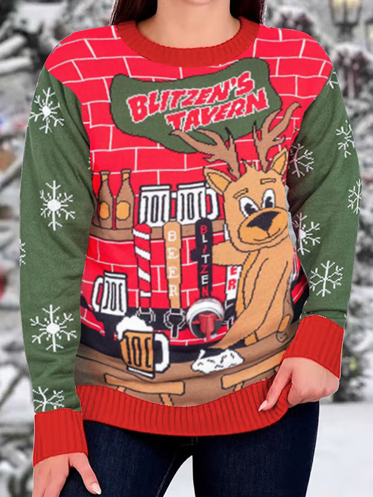 Women's Retro Juice Beverage Dispenser Ugly Christmas Sweatshirt