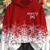 Womens Retro Merry Christmas Print Hoodie