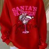 Womens Santas Favorite Printed Ribbed Sweatshirt