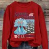 Womens Sisters Christmas Printed Round Neck Sweatshirt 1