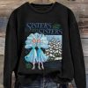 Womens Sisters Christmas Printed Round Neck Sweatshirt