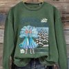 Womens Sisters Christmas Printed Round Neck Sweatshirt 2