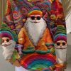 Womens Vintage Pastel Santa Print Casual Sweatshirt