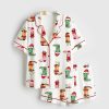 Womens Western Grinch Cowgirl Boots Christmas Short Sleeve Satin Pajama Set 1